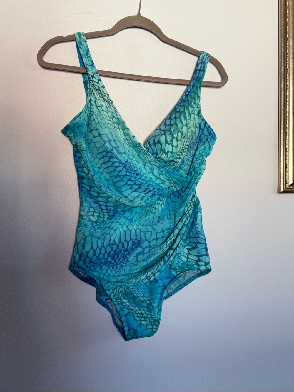 Miraclesuit Turquoise & Aqua Wrap-Front One-Piece